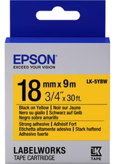 Epson Lk-5Ybw Strong Siyah Üzeri Sarı 18Mm  1.5Metre Etiket