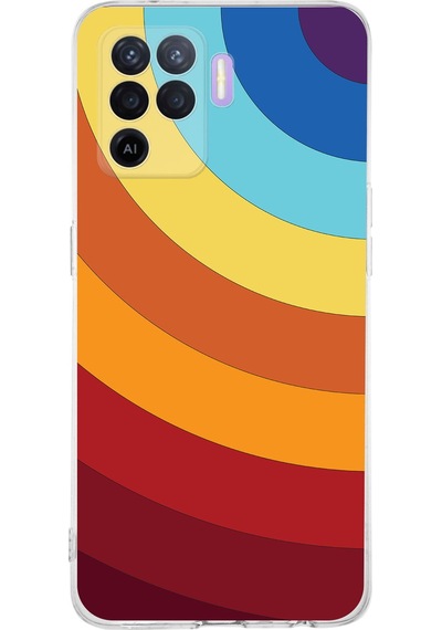 Oppo A94 Uyumlu Kamera Korumalı Renk Cümbüşü A Tasarımlı Şeffaf Silikon Kılıf