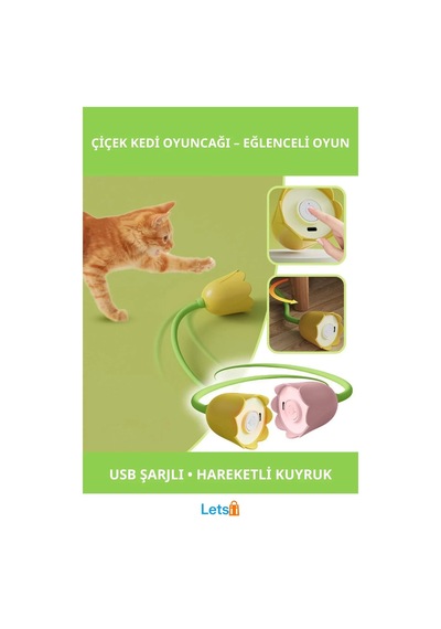 Hareketli Çiçek Şarj Edilebilir Kedi Oyuncağı