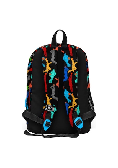 Coral High Kids Siyah Basketbol Desenli Dört Bölmeli USB Şarjlı Kulaklık Çıkışlı Okul Sırt Çantası 23281
