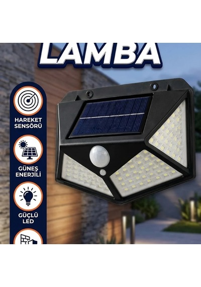 Güneş Enerjili Hareket Sensörlü Led Duvar Lambası Dış Mekan Aydınlatma