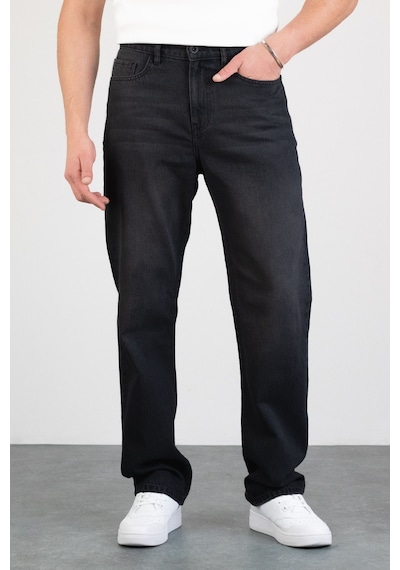 HLT Jeans Erkek Antrasit Straight Baggy Fit Likrasız Rahat Kesim %100 Pamuk Loose Jean Pantolon George Antrasit