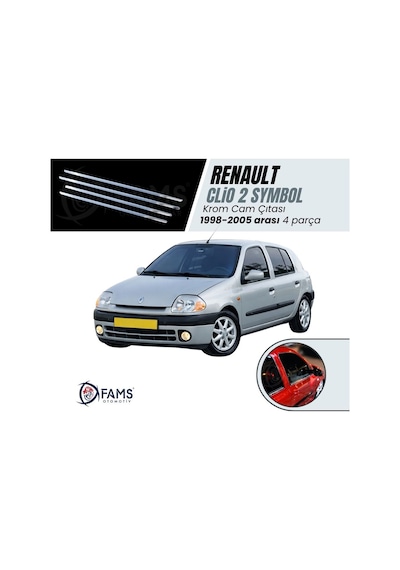 Renault Clio 2 Symbol Krom Cam Çıtası 4 Prç.1998-2005 P. Çelik