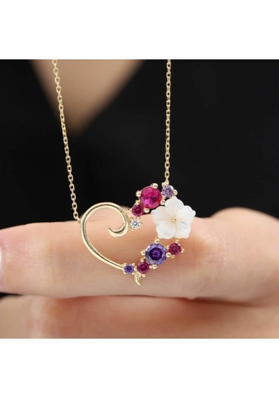 Aşk Senfonisi Manolya Çiçeği Gold Renk Flowers Gümüş Kolye
