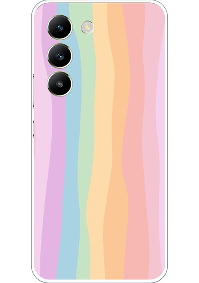 Vivo V30 Lite Uyumlu Gökkuşağı Rengarenk Baskılı Silikon Kılıf Renkli