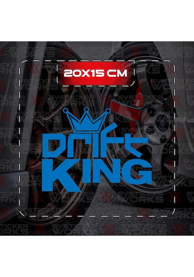 Drift King Jdm Sticker Araba Laptop Motosiklet Sticker Yapışkanlı Folyo Mavi