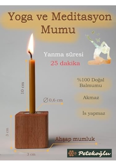 Balmumu Mum 12 Adet Meditasyon Yoga Mumu Mumluk İle Birlikte 25 Dakika Yanma Süresi Açık Ahşap