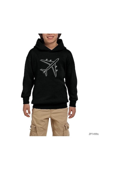 Zepplin Giyim Airbus A380 Top Siyah Çocuk Kapşonlu Sweatshirt