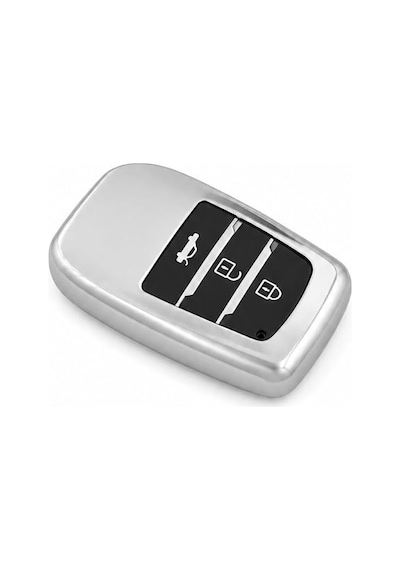 Autohan Keys Toyota Corolla İle Uyumlu Lüks Nano Anahtar Kılıfı, 3 Buton, Krom Renk, Flama X Pack