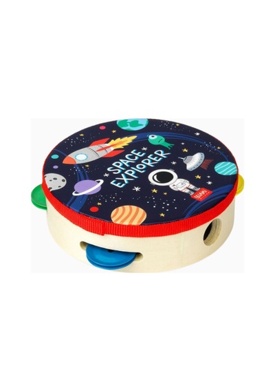 Legami Shake It Up Tamburin Space, 14,5 Cm, Çocuklar Için Ritim Oyuncağı Çocuk Müzik Aleti Ahşap