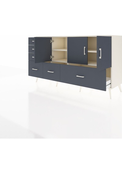 Kronos Konsol 4 Raflı 6 Çekmeceli 3 Kapaklı 176x59x99 Aytaşı-antr Aytaşı-antrasit