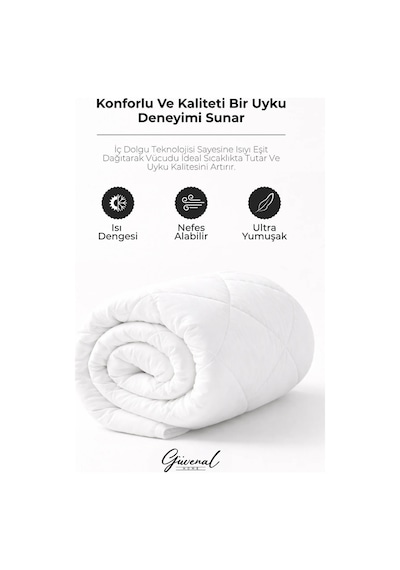 Lysa Tek Kişilik Beyaz Yorgan Ultra Yumuşak Silikon Dolgulu Pofuduk 155x215 Cm