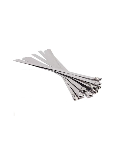 Badem10 Cırt Kelepçe Metal Paslanmaz Çelik Kablo Zip Bağı Çok Amaçlı Bağlama 4.6x200 10 Adet