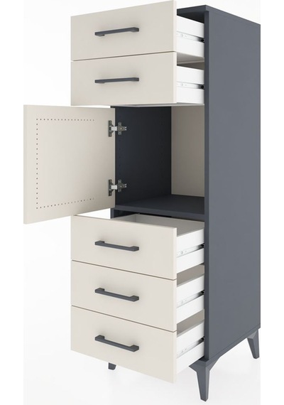 Hyperion Dolap Tek Raflı 5 Çekmeceli Tek Kapaklı 44x44x134 Antrasit-aytaşı Antrasit Hyperion Dolap Tek Raflı 5 Çekmeceli Tek Kapaklı 44x44x134 Antrasit-aytaşı Antrasit