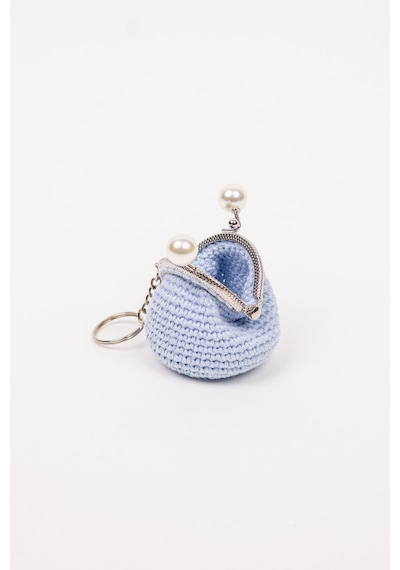 Fabric Craft Bag Mini Bozuk Para Cüzdanı Anahtarlık Klipsli Kiremit - Altın Açık Mavi