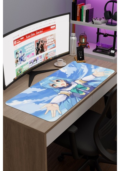 Konosuba Kaymaz Dikişli Kauçuk Oyuncu Mousepad V5 - 90x40 Xxl Gaming Mouse Pad Fare Altlığı