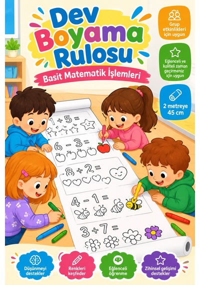 Basit Matematik İşlemleri Rulo Boyama Kağıdı 45cmx2m - 924004165