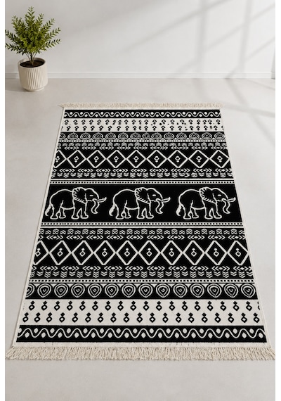Kilim Paspas Çok Amaçlı Halı Makinede Yıkanabilir Toz Yapmaz Siyah 5