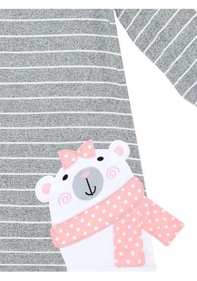 Denokids Ayıcık Kız Çocuk Çizgili Elbise Renkli Çok Renkli