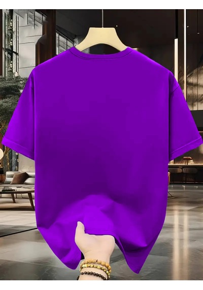 Unisex Güneşli Dağ Tasarım Basklı Tshirt Mor