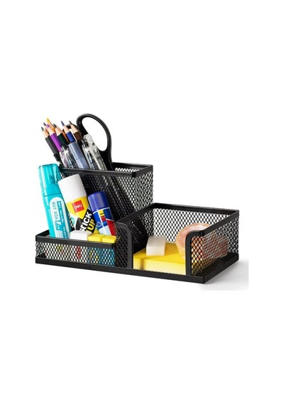 3 Bölmeli Metal Perforeli Organizer (SİYAH)