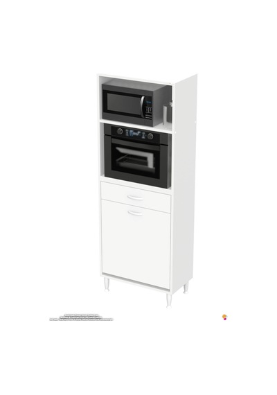 Vio 65 Cm Fırın Dolabı Sepetli Çekmeceli Mini Midi Mutfak Dolabı Beyaz