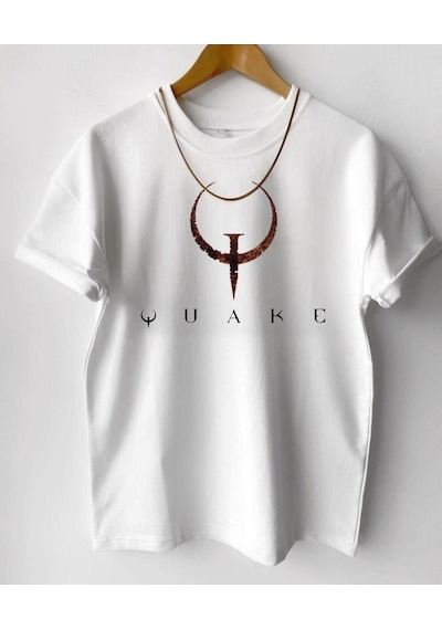 Flood Of Style Erkek Beyaz Quake Baskılı Tshirt