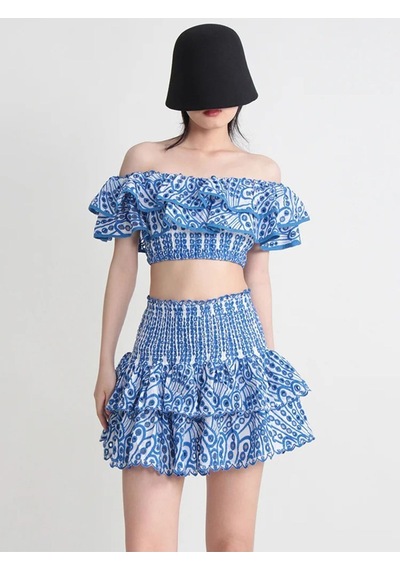 Fashion Cocktail Korse Bandaj Kumaşlı Esnek Kabarık Etekli Tasarım Gece Davet Krop Etek Takım Mavi Fashion Cocktail Korse Bandaj Kumaşlı Esnek Kabarık Etekli Tasarım Gece Davet Krop Etek Takım Mavi