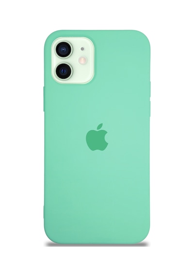 Apple Uyumlu  iPhone 12 Mini Logolu Silikon Kılıf Altı Kapalı İçi Kadife Lansman Arka Kapak