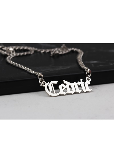 Glorria Erkek Kişiye Özel Gothic İsimli Gurmet Zincirli Gümüş Kolye Gümüş