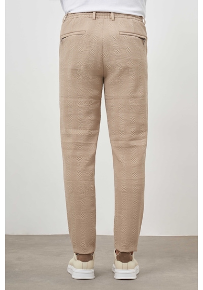 Morven Erkek Bej Poliviskon Trend İpli Jogger Slim Fit Spor Pantolon Bej