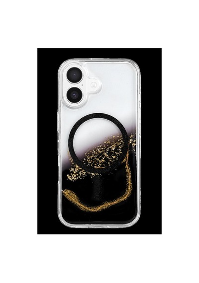 Onegif Apple iPhone Uyumlu 17 Lotus Simli Magsafe Kapak - Siyah İtdark57002