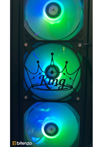 Kral Tacı "king" Yazılı 120x120 Mm Oyun Pc Aksesuarı, Masaüstü Bilgisayar Fan Kapağı Siyah