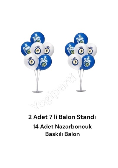 Nazar Boncuklu Balon Baskılı 14 Adet 2 Adet 7 Li Balon Standı Diğer