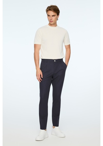 Morven Erkek Lacivert Poliviskon Trend Düz Slim Fit Pantolon 26ms003030200 Lacivert