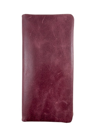 Shop Hakiki Crazy Deri Uzun Portföy Cüzdan Eskitme Görünümlü, Çoklu Kartlıklı Unisex Tasarım Bordo - 940987268 Bordo
