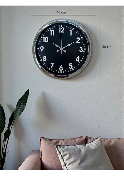 Zentime Modern 40 Cm Metal Krom Standart Duvar Saati Çok Renkli