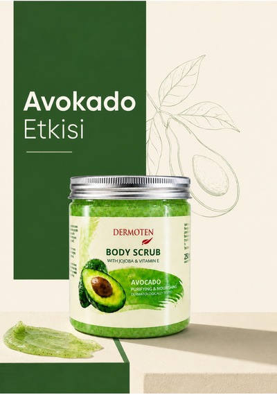 Body Scrub Avokado Özlü Besleyici Arındırıcı Nemlendirici Vücut Peelingi 250 Ml