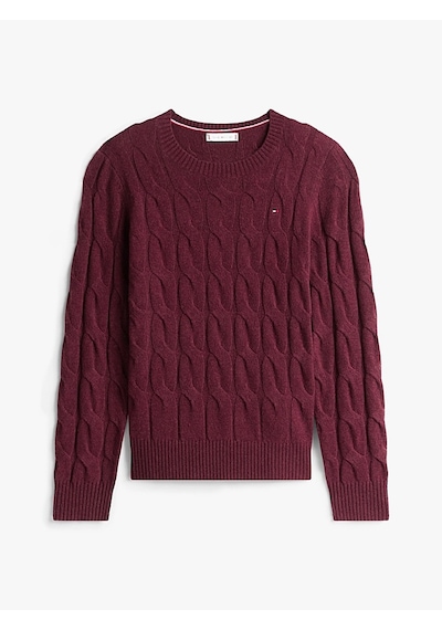 Tommy Hilfiger Soft Wool Cable C-nk Ls Swt Kadın Kırmızı Kazak - Ww0ww43586 Kırmızı