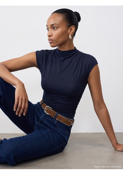 Dilvin 33211 Bra-free Büzgü Detaylı Top K.lacivert