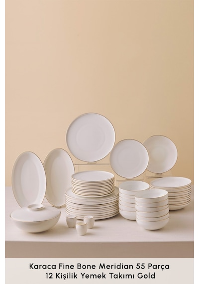 Karaca  Fine Bone Meridian 55 Parça 12 Kişilik Yemek Takımı Gold