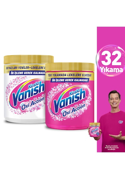 Vanish Oxi Action Deterjan Güçlendirici ve Leke Çıkarıcı Toz Beyazlar için 480 Gr + Renkliler için 480 Gr