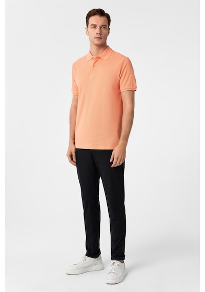 Süvari Sütlü Kahve Slim Fit Armürlü Polo Yaka Tişört
