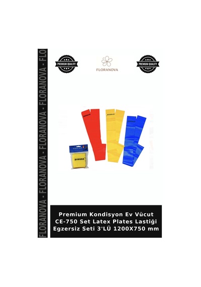 Premium Kondisyon Ev Vücut Ce-750 Set Latex Plates Lastiği Egzersiz Seti 3'lü 1200x750 Mm Çok Renkli