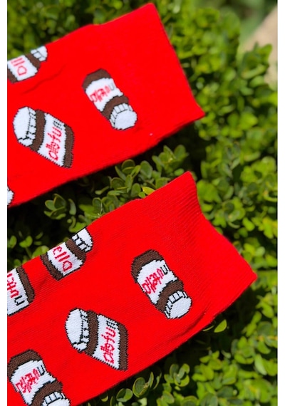 Lousocks Unisex Kırmızı Nutella Tasarım Soket Çorap
