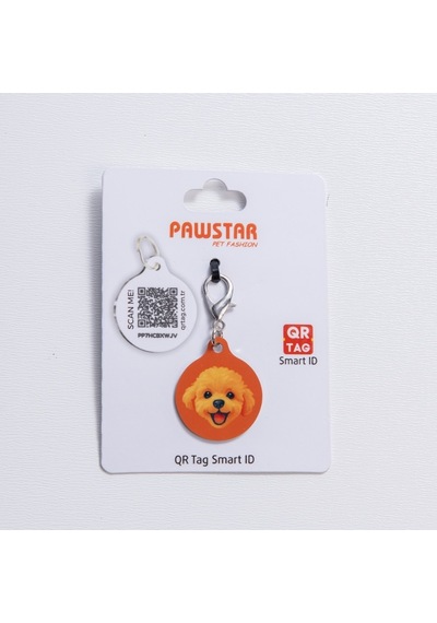 Poodle Desenli Qr Tag Evcil Hayvan Künyesi İsimlik Pet Tag Köpek Künyesi Kedi Künyesi Qr Kodlu Künye Turuncu