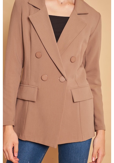 Kadın Düğme Detaylı Uzun Kol Şık Ofis Süs Cep Kapaklı Kumaş Blazer Ceket -açık Vizon A.vızon Kadın Düğme Detaylı Uzun Kol Şık Ofis Süs Cep Kapaklı Kumaş Blazer Ceket -açık Vizon A.vızon