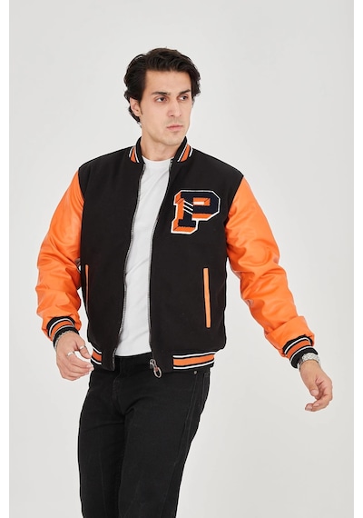 Ertaştrendstore Erkek İçten Elyaf Ve Astarlı Kolları Suni Deri Ceket - Turuncu Çoklu Renk
