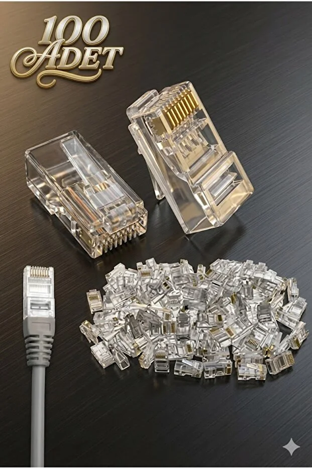 100 Adet 100 Tane Rj45 Cat5 Cat6 Ethernet Internet Kablo Soketi Konnektörü 8p8c Rj45 Jack Utp Jak Uç