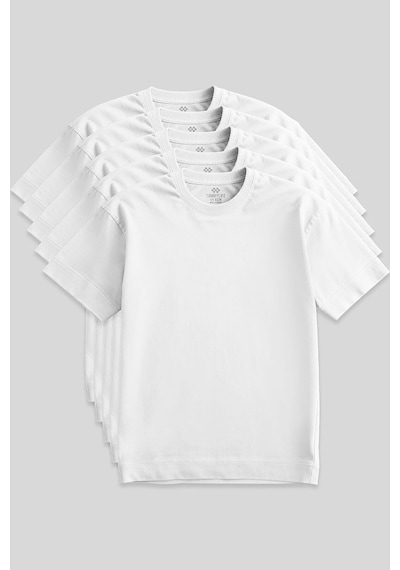 Tommy Life Basic O Yaka Büyük Beden 5li Paket Beyaz Erkek T-shirt 88072
